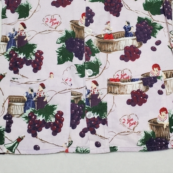 RARE Vintage Nick & Nora I Love Lucy Italian Movie Cotton Flannel Pajama Set Sm - Picture 7 of 16